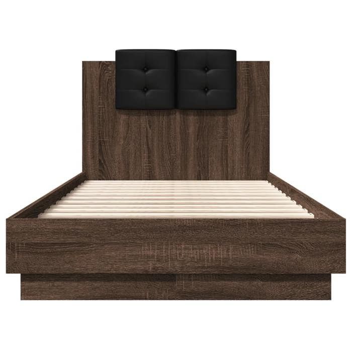 Petit Lit 75x190cm - VIDAXL - Structure de lit moderne - sans matelas - chêne marron L3127