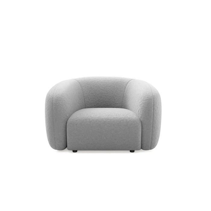 BAHIA - Fauteuil tissu bouclette - Gris clair BAHIA - Fauteuil tissu bouclette - Gris clair
