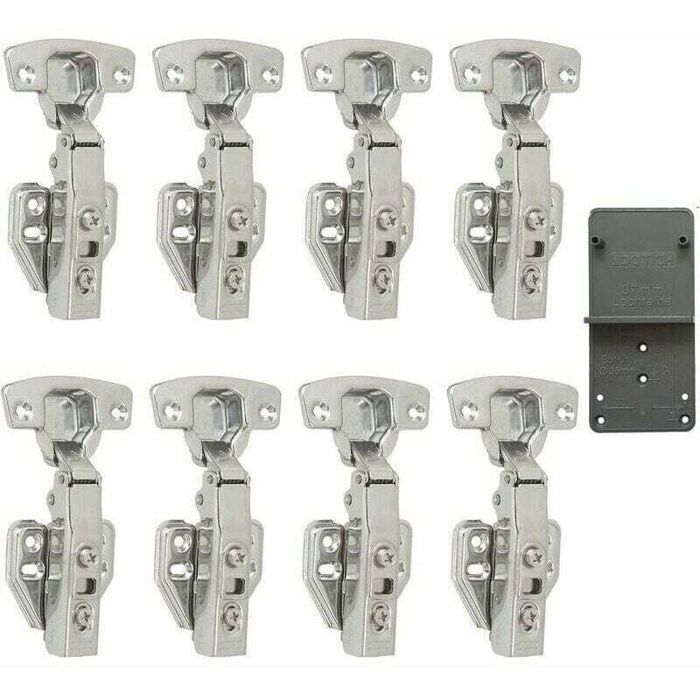 Charnières de porte de cuisine - OKZ® - 110° ouverture - Amortisseur intégré - Fermeture automatique - Lot de 8