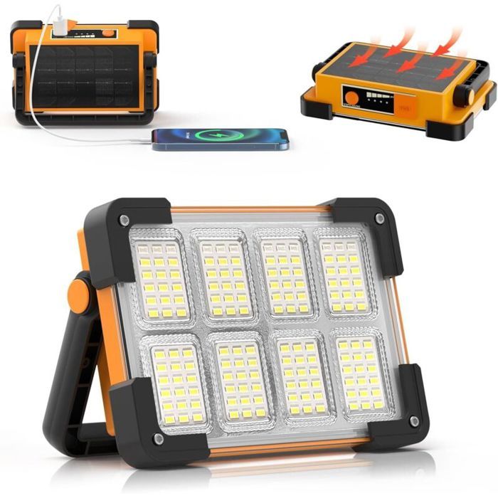 Projecteur LED rechargeable – MLBQ – Coavas 4 modes USB/solaire – poignée 180° – chantier/camping