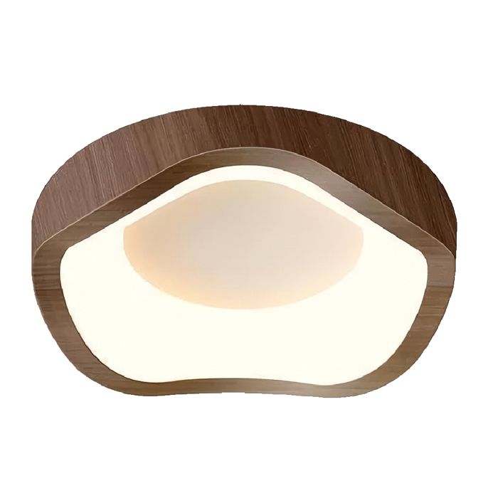 Plafonnier LED - SMOTOP - Bois noyer - Ø20 cm - 12W blanc chaud