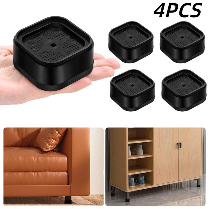 Rehausseurs De Meubles Antidérapants Et Anti Vibrations 4 Pièces Modèle 7 x 3 5 cm Patins Lave Linge Noir