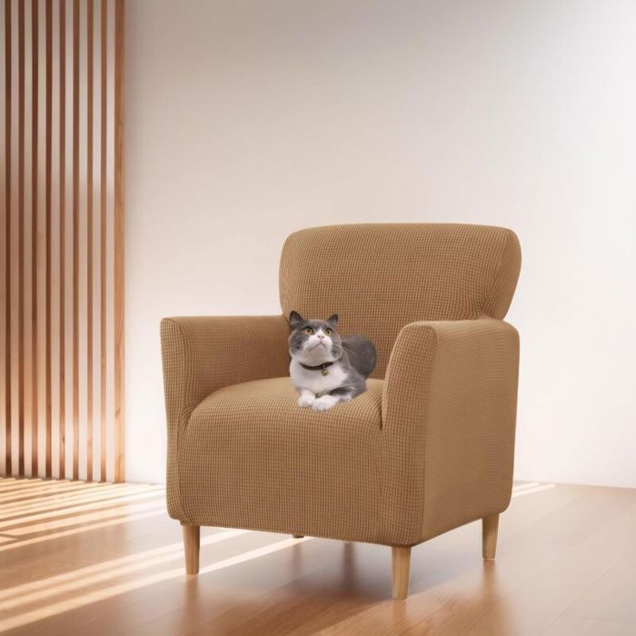 Housse de fauteuil tricotée ultra-extensible avec accoudoirs protection contre taches et cheveux facile à installer