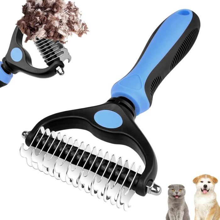 Brosse Chien Brosse Chat en Inoxydable Brosse pour Chien Double Face 17+9 Dents Brosse Chien Sous Poil Eliminer Nœuds et Sous Poil P
