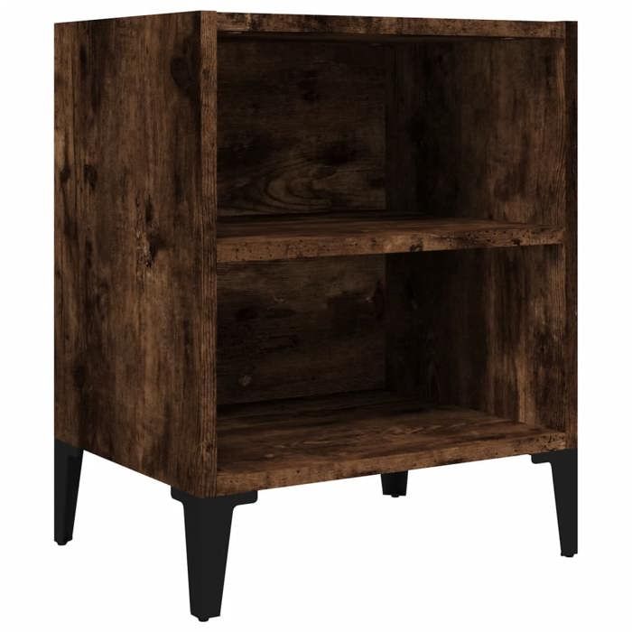 Table de chevet - Solide&Luxe - Capacité totale 50 kg - Métal - Chêne fumé - 40 x 30 x 50 cm（15580）