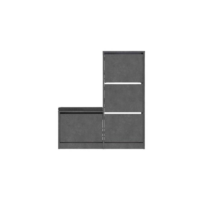 Meuble à chaussures avec assise en bois Dude - 105 x 26 x 118 cm - Gris Meuble à chaussures avec assise en bois Dude - 105 x 26 x 118 cm - Gris