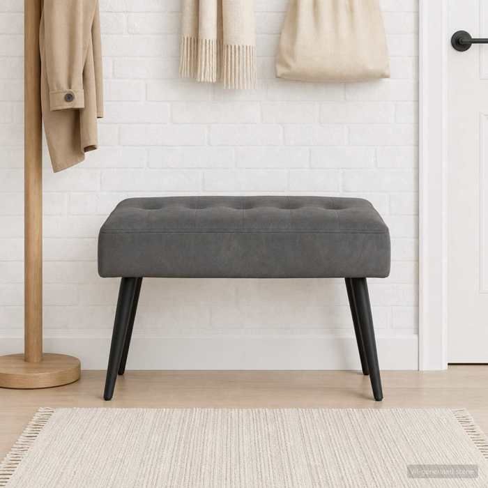 Meuble de couloir - Banc avec capitonnage bouton - Gris foncé - 60x40x45 cm Velours - design élégant - pour maison(33041）
