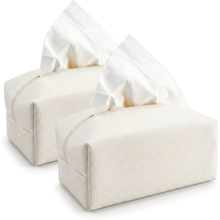 2 Pack Boîte à mouchoirs rectanguire en cuir PU 18x10x8 cm Organisateur de papier en cube pour mouchoirs DISTRIBUTEUR DE MOUCHOIRS