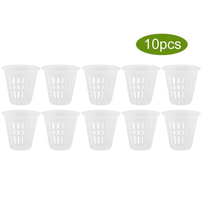10pcs / ensemble tasse de panier hydroponique en plastique durable durable pour la plantation de balcon de jardin (blanc) 11611