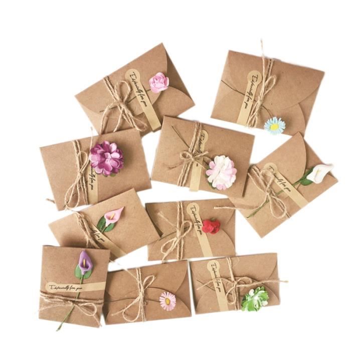10pcs Carte De Voeux Papier Kraft Vintage Bricolage Carte De Souhait Fleur Sechee A La Main Merci Carte Style Aleatoire Achat Vente Carte Correspondance 10pcs Carte De Voeux Papier Cdiscount