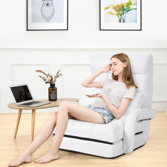 GIANTEX Fauteuil Convertible à Accoudoir Dossier Réglable à 5 Positions& Conception Ergonomique Utilisation Large pour Maison GIANTEX Fauteuil Convertible à Accoudoir Dossier Réglable à 5 Positions& Conception Ergonomique Utilisation Large pour Maison