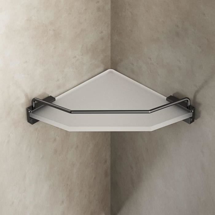 Étagère Angle Salle De Bain Dorée - Forme Triangle Aluminium Brossé Avec Collage Sans Perçage