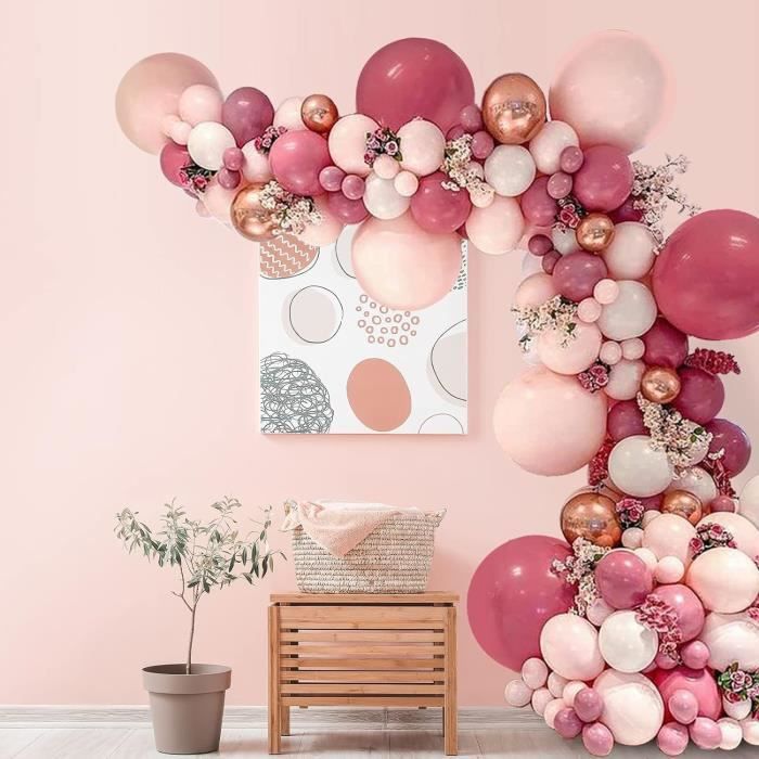 20 Guirlandes Frange En Papier/tissu - Décoration Fête Rose Pour Anniversaire, Baptême, Mariage