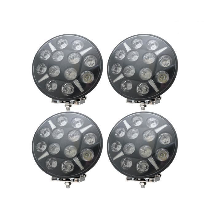 Paire Phares LED Moto 40W 3000Lm - Feu Route Blanc + Antibrouillard Jaune 12V 24V IP68