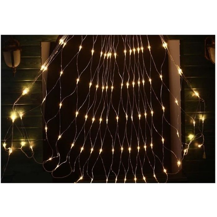 Guirlande lumineuse Filet rideau Lumineux 100 LED Blanc chaud Décoration  Fêtes - Cdiscount Maison