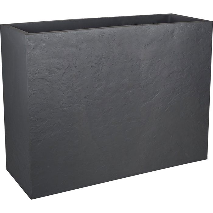 Pot de fleurs carré - EDA - Volcania - 57 L - Intérieur/Extérieur - Décor Pierre - 49,5 x 49,5 x 49,5 cm - Gris Anthracite - Jardin