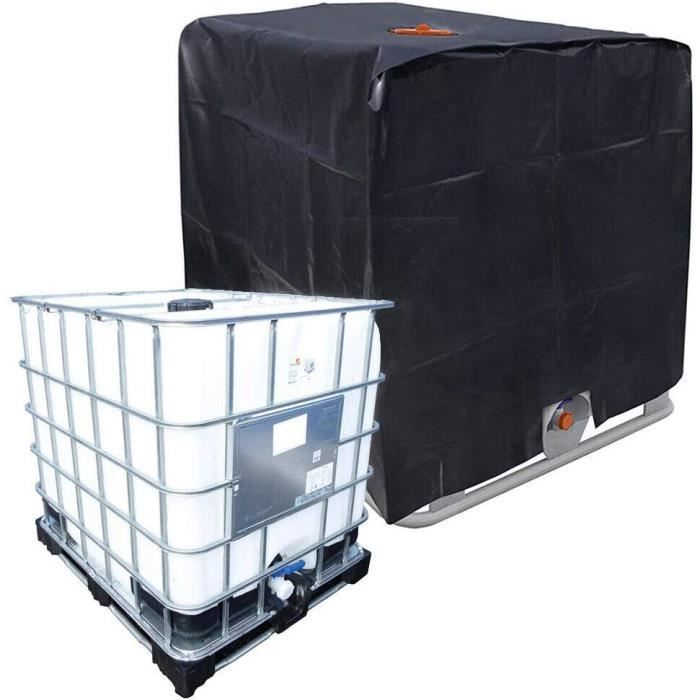 Bâche De Protection Réservoir IBC 1000L – 120x100x116 Cm, Imperméable Anti-UV Anti-Poussière, Avec Fenêtre PVC Et Cordon Serrage