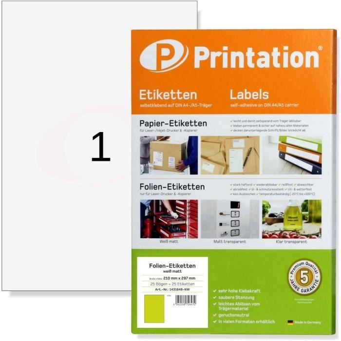 Étiquettes Autocollantes A4 210x297 Mm Transparentes Mates Résistantes Intempéries - Lot 10 Feuilles Imprimables Laser
