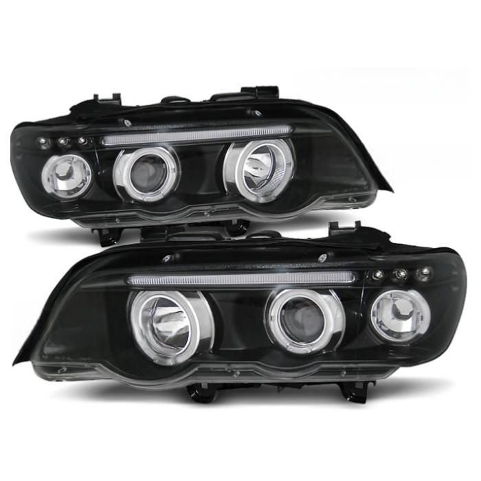 Paire de feux phares avant BMW X5 E53 de 1999 a 2003 angel eyes noir-27361094