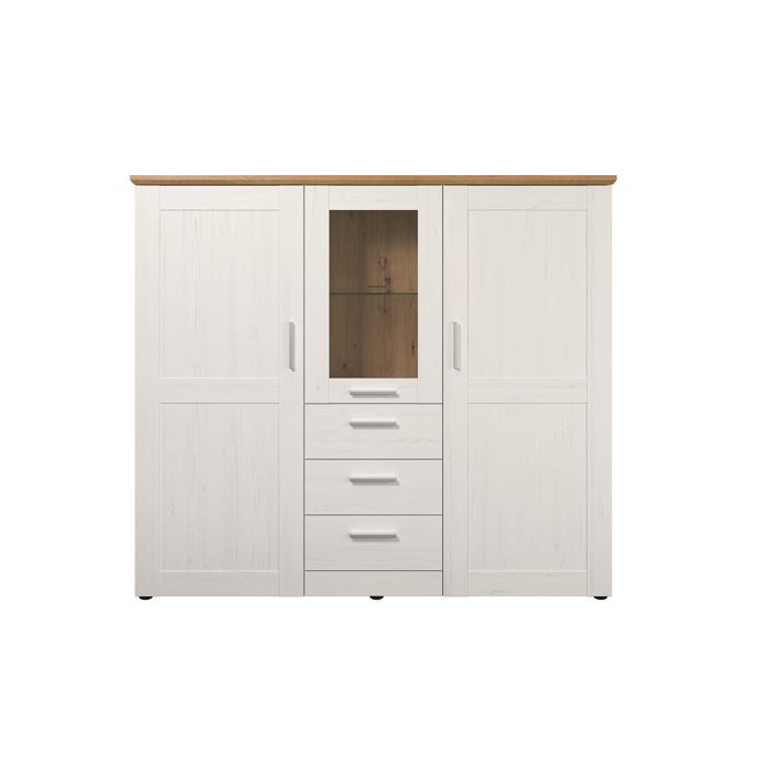 Buffet - Mélaminé - Naturel-Blanc - 159 - 140 - 41 cm Buffet - Mélaminé - Naturel-Blanc - 159 - 140 - 41 cm