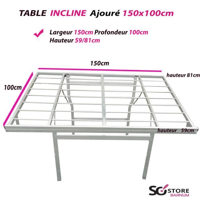 So Store Barnum - Lot de 4 Tables Inclinées avec Plateaux Ajourés 100x 150 CM - Plateaux en Aluminium