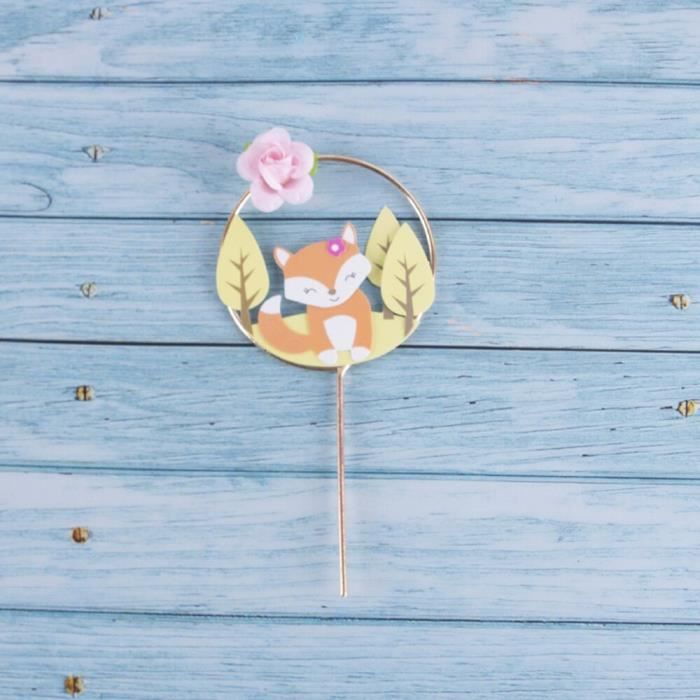 A 3 Decoration De Gateau Theme Animaux De La Foret Magnifique Ecureuil Renard Figurine Pour Gateau Couronne Fleurie Guirlande De Cdiscount Maison