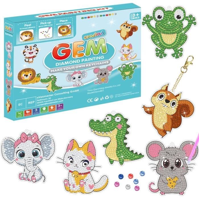 Diamond Painting Kit Enfant, 36 Pièces Diy Peinture Diamant Animaux Autocollant, Kit Mosaïque