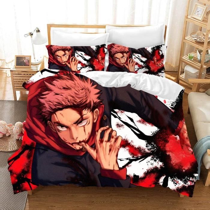 Parure De Lit Personnalisable Jujutsu Kaisen - Housse De Couette + Taies - Enfant, Ado - Tailles 135x200cm à 240x240cm