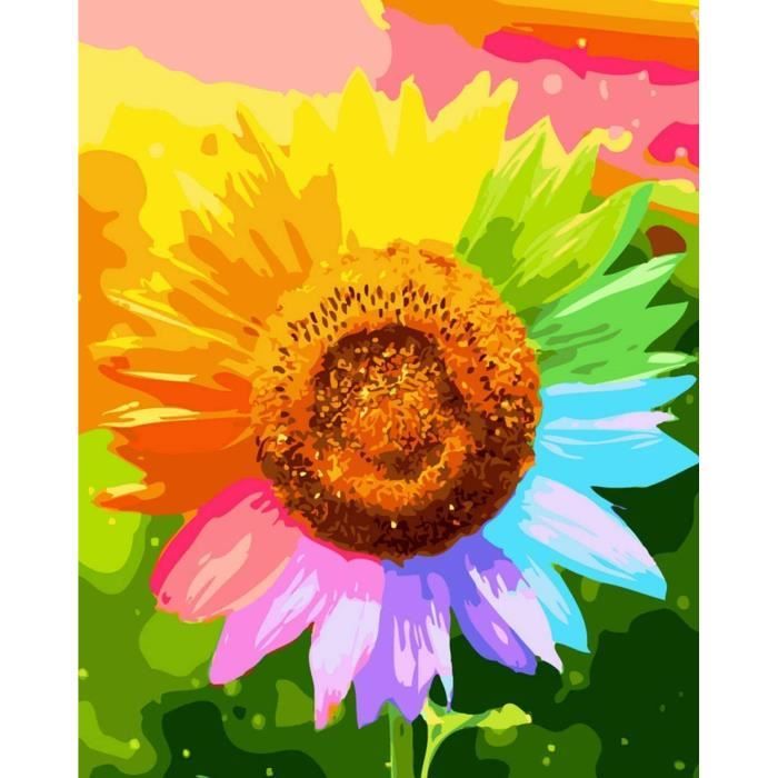 Kit de peinture à numéros pour adultes Fleurs modernes Boho Art fantaisiste  Peinture acrylique facile pour débutants Kit DIY Art mural Cadeau  d'anniversaire pour maman, petite amie -  France