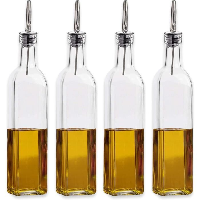 bouteilles en verre avec bec verseur pour huile d'olive et vinaigre,  ensemble de bouteilles pour vinaigrette et distributeur d'hui