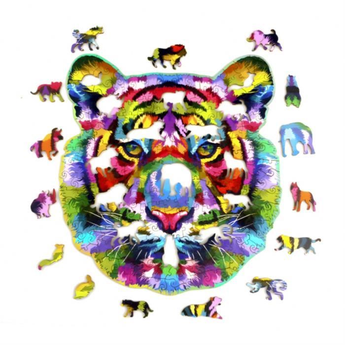 Puzzle Animaux en Bois Pour Adultes et Enfants, Pièces en forme d'animaux, casse-tête en bois - ELEPHANT