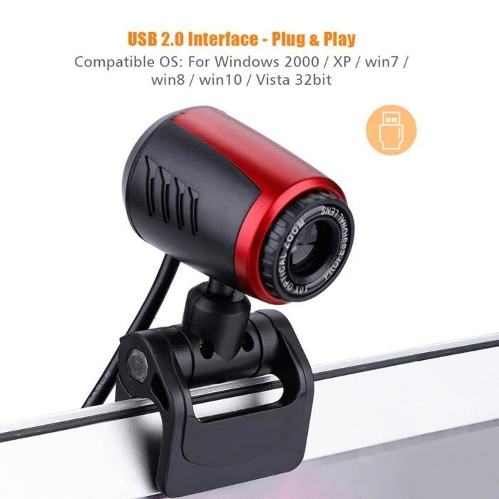 Webcam HD 16MP - Non spécifié - USB 2.0 - Microphone intégré - Rotation 360° - Résolution 1280x960