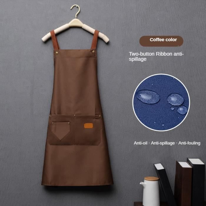 Dww-Un Tablier Rglable Beige Avec 2 Poches, Tablier De Chef, Tablier De