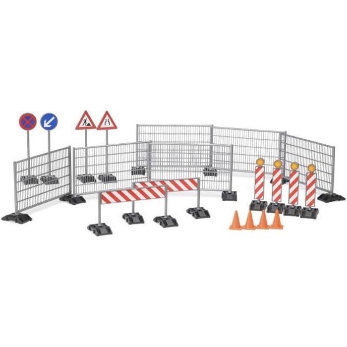 Set d'accessoires de chantier BRUDER - Panneaux de signalisation, plots - 18 cm