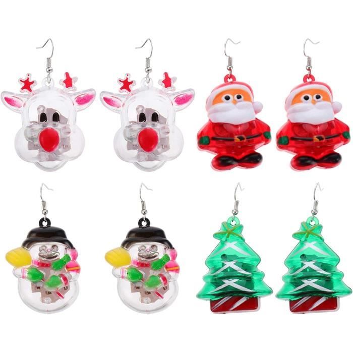 Boucles D'oreilles De Noël - Lot De 6 Paires - Motifs Flocons, Père Noël, Sapin - Alliage Léger Hypoallergénique - Cadeau Femme Fêtes - 9