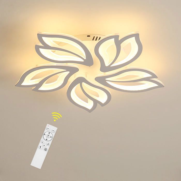 Dorlink Plafonnier LED 60W - APP à intensité variable - Lampe de Salon - Lampe de chambre à coucher avec télécommande - Blanc
