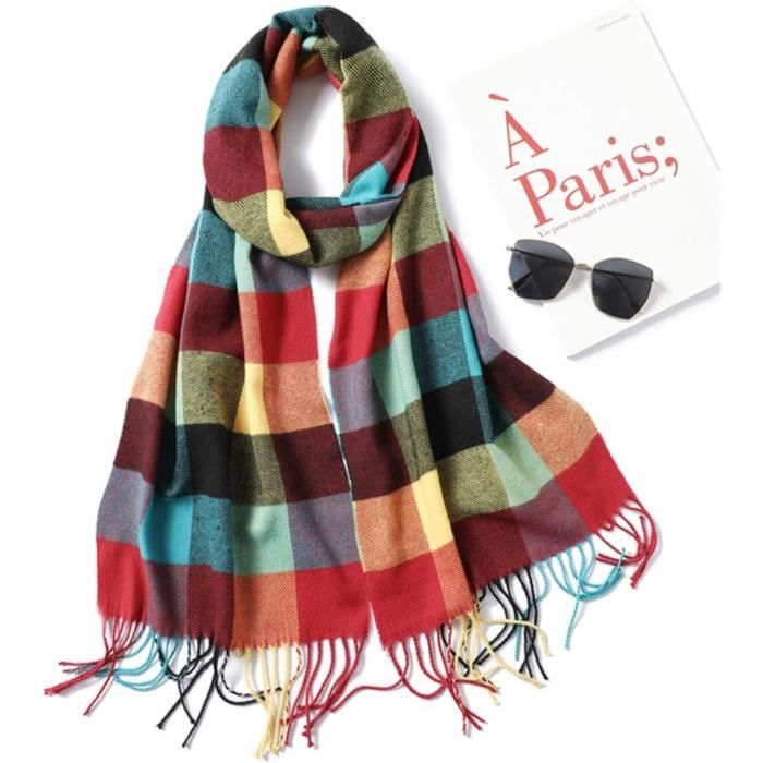 Écharpe En Laine Villand à Carreaux - 200x66cm, Chaud Et Doux, Avec Boîte Cadeau