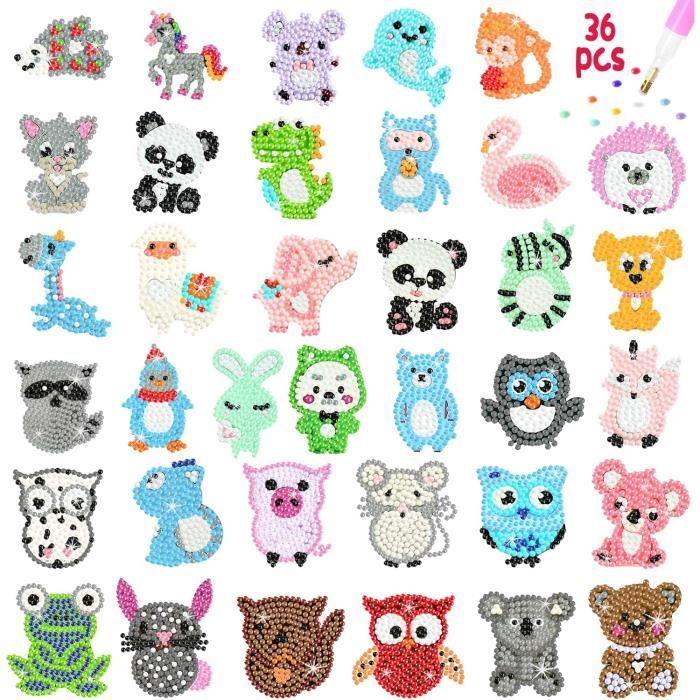 21 Petits Diamond Painting Enfant - Alpaga et Cactus 5D Kit Complet, DIY Petit Animaux Diamant Painting, Broderie Diamant, Mosaïque Diamond Painting Stickers pour Enfants
