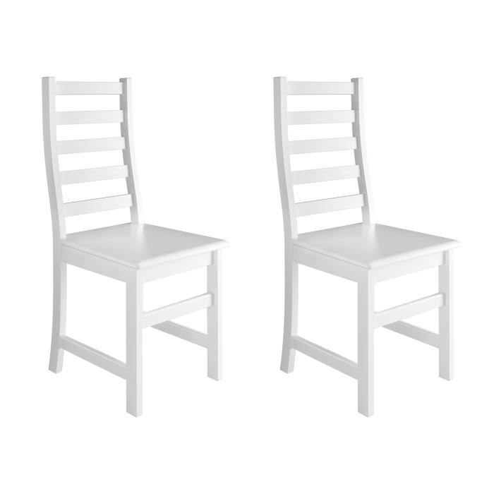 set de 2 chaises de cuisine blanche chaise de salle à manger chaise en pin massif 90.71-21-DW set de 2 chaises de cuisine blanche chaise de salle à manger chaise en pin massif 90.71-21-DW