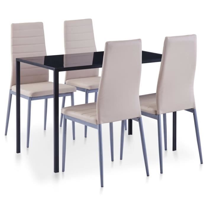 Ensemble Table + 4 Chaises Salle à Manger 5 Pièces - Verre Trempé Rouge Bordeaux - Style Moderne Cuisine Intérieur VidaXL
