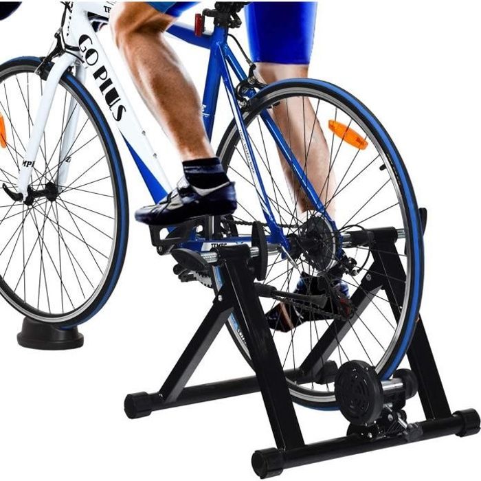 GOPLUS Home Trainer Vélo Pliable pour Roue 26-28’’ 700C,VTT,Support  d'entrainement,Vélo Route,Système à Double Verrouillage,sans Fil