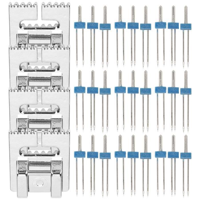 Pieds De Couture Et Aiguilles Doubles Pour Machine - Lot De 12 Pièces (9 Aiguilles, 3 Pieds) - Pour Couture Précise