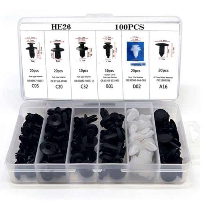 Clips de garniture en plastique pour voiture, 100 pièces, rivets