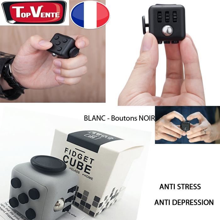 Cube Anti-Stress 6 Faces – Jouet Fidget Silencieux Pour Adultes Et Enfants – Aide à La Concentration, Gestion De L’Anxiété – Noir