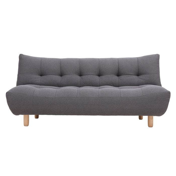 Miliboo - Canapé convertible scandinave 3 places en tissu gris foncé et bois clair YUMI Miliboo - Canapé convertible scandinave 3 places en tissu gris foncé et bois clair YUMI