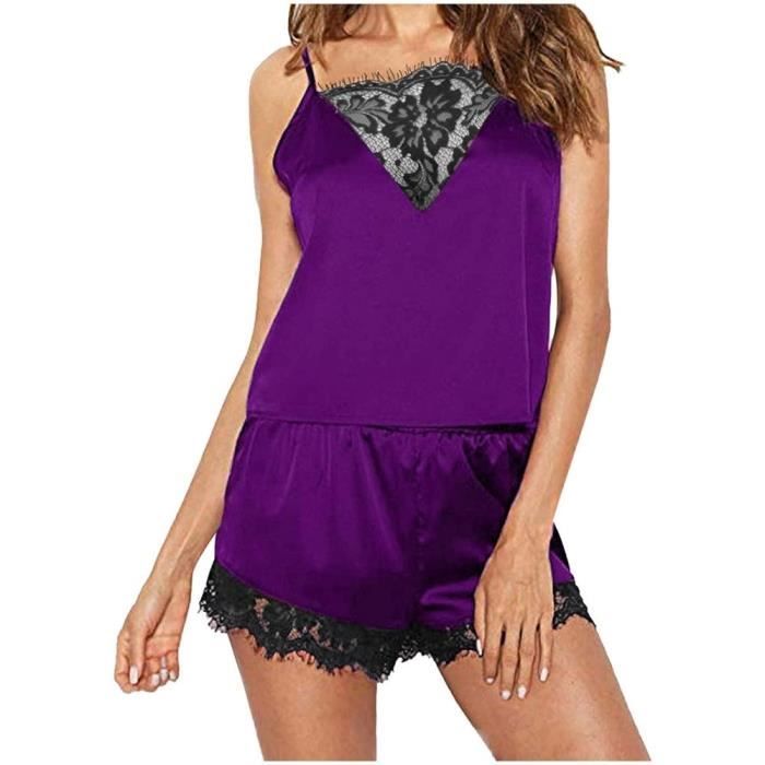 Ensembles de Pyjama Femmes Sexy Chaud Chic Short Dentelle 2 Piece Court Mignon Doux Bas de Pyjamas Pyjashort Nuisette Lingerie Femme A04 Cdiscount Pret a Porter