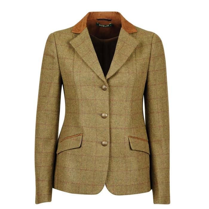 Veste déquitation ajustée à col en daim fille Dublin Albany Tweed - brown