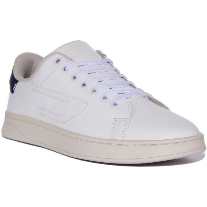 Diesel S-Athene Low Baskets en cuir à lacets pour hommes en blanc