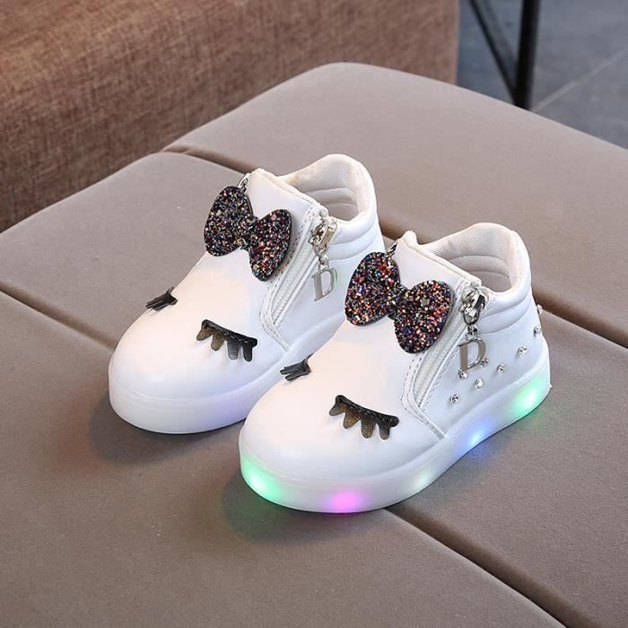 Baskets lumineuses impermeables pour fille KJEHOME Blanc MS LED Tailles 21 a 36 Confort optimal Blanc Cdiscount Chaussures