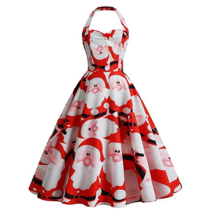 Robe De Noel Pour Femme Robe Retro Vintage Du Pere Noel Rouge Rouge Achat Vente Robe Cdiscount